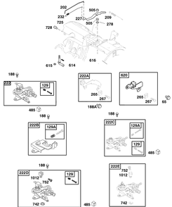 Controls, Governor Spring Diagram and Parts List for 86432-0136-E1  Briggs and Stratton Engine